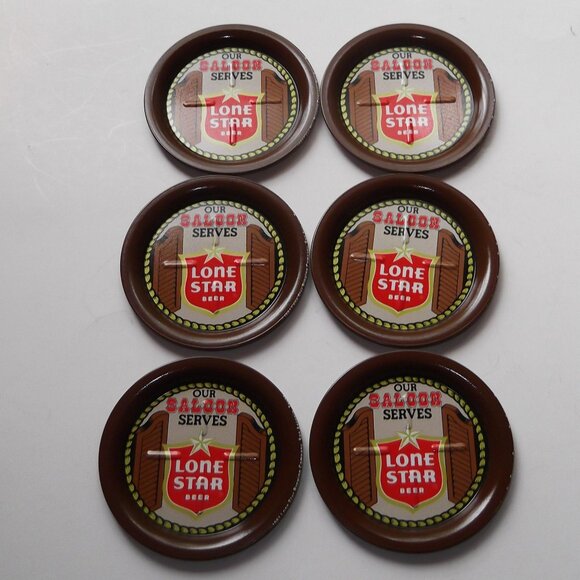 Lone Star Beer Coasters Metal Vintage - Picture 1 of 2